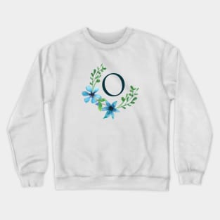 Floral Monogram O Pretty Blue Flowers Crewneck Sweatshirt